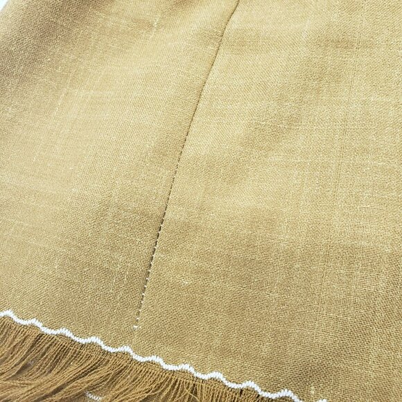 Handmade Embroidered Girls Pinafore Dress Fringe Brown Tan White Boho Prairie - Picture 5 of 10